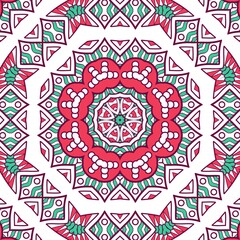 Abstract Pattern Mandala Flowers Plant Art Colorful Red Green 156