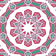 Abstract Pattern Mandala Flowers Plant Art Colorful Red Green 153