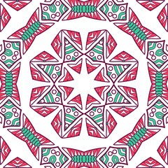 Abstract Pattern Mandala Flowers Plant Art Colorful Red Green 152