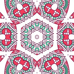 Abstract Pattern Mandala Flowers Plant Art Colorful Red Green 151