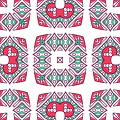 Abstract Pattern Mandala Flowers Plant Art Colorful Red Green 150