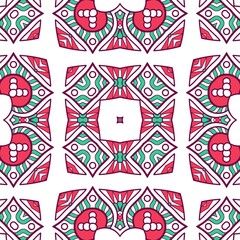 Abstract Pattern Mandala Flowers Plant Art Colorful Red Green 148