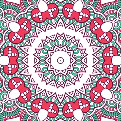 Abstract Pattern Mandala Flowers Plant Art Colorful Red Green 147
