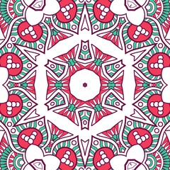 Abstract Pattern Mandala Flowers Plant Art Colorful Red Green 146