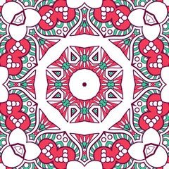 Abstract Pattern Mandala Flowers Plant Art Colorful Red Green 145