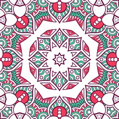 Abstract Pattern Mandala Flowers Plant Art Colorful Red Green 140
