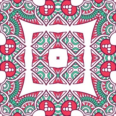 Abstract Pattern Mandala Flowers Plant Art Colorful Red Green 138