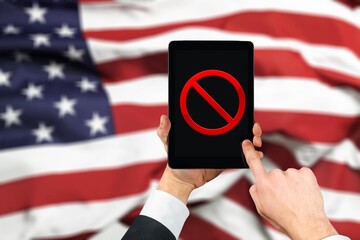 Ban red sign on phone screen
