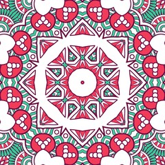 Abstract Pattern Mandala Flowers Plant Art Colorful Red Green 137