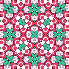 Abstract Pattern Mandala Flowers Plant Art Colorful Red Green 104