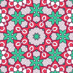Abstract Pattern Mandala Flowers Plant Art Colorful Red Green 102