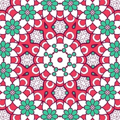 Abstract Pattern Mandala Flowers Plant Art Colorful Red Green 94