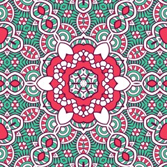 Abstract Pattern Mandala Flowers Plant Art Colorful Red Green 42