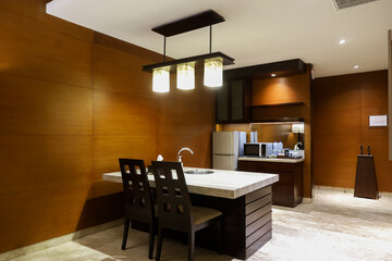 Modern classic kitchen interior in a resort hotel
