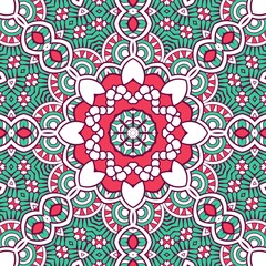 Abstract Pattern Mandala Flowers Plant Art Colorful Red Green 41
