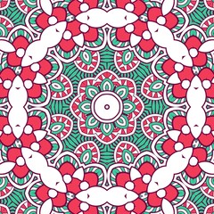 Abstract Pattern Mandala Flowers Plant Art Colorful Red Green 33