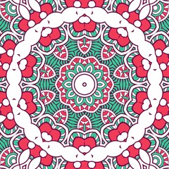 Abstract Pattern Mandala Flowers Plant Art Colorful Red Green 32