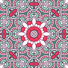 Abstract Pattern Mandala Flowers Plant Art Colorful Red Green 26