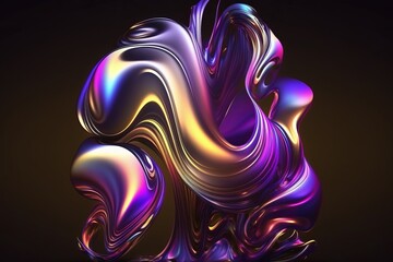 Fototapeta na wymiar Abstract fluid 3d render iridescent holographic neon curved modern art, created with Generative Ai Technology