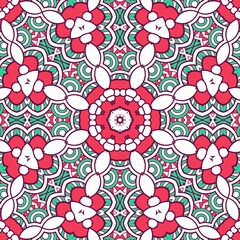 Fototapeta na wymiar Abstract Pattern Mandala Flowers Plant Art Colorful Red Green 10