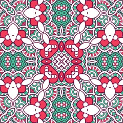 Abstract Pattern Mandala Flowers Plant Art Colorful Red Green 7