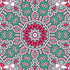 Abstract Pattern Mandala Flowers Plant Art Colorful Red Green 6