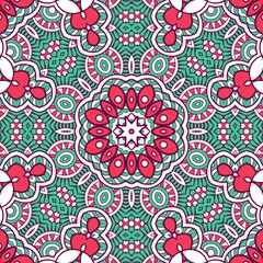 Abstract Pattern Mandala Flowers Plant Art Colorful Red Green 4