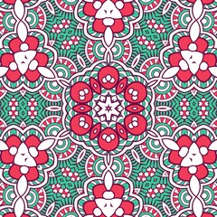 Abstract Pattern Mandala Flowers Plant Art Colorful Red Green 3