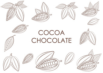Cocoa template. Cocoa frame. Cocoa Seamless Pattern Background. Vector Illustration.