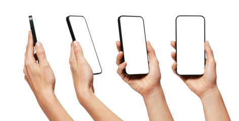 Set, Motion sequence of woman's hand holding a smartphone, isolated, Pack