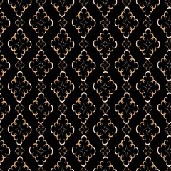 Seamless pattern in art Deco style. Gold pattern on a black background.