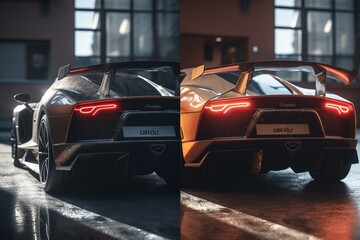 Prototype car viewed from front and back. Generative AI