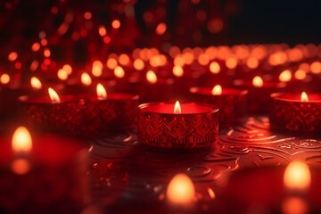 Red 3D pattern on Diwali festive background created with generative AI technology