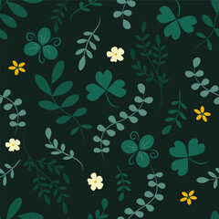 Fototapeta na wymiar vector seamless summer pattern in flat style with flowers and plants