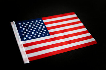 American flags on black wood background,image for 4 th of july independence day,