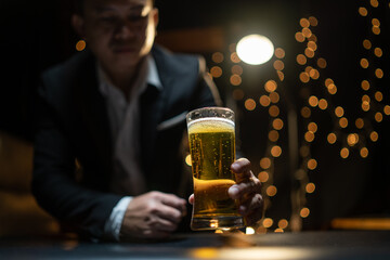 Barman pouring whiskey whiskey glass beautiful night
