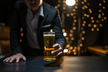 Barman pouring whiskey whiskey glass beautiful night
