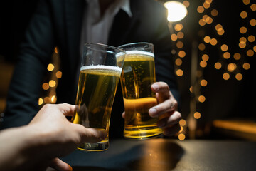 Celebrate whiskey on a friendly party in  restaurant