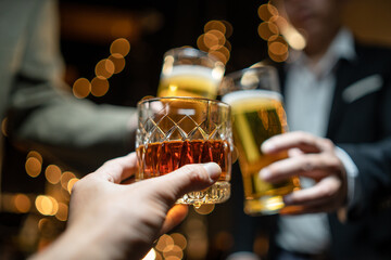 Celebrate whiskey on a friendly party in  restaurant