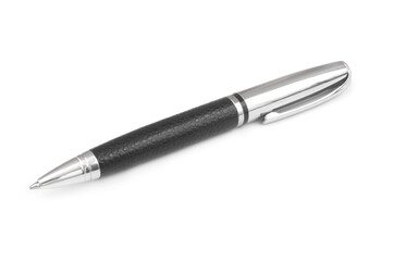 Metallic silver and black pen isolated on white background