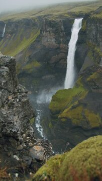 Most beautiful Haifoss waterfall in iceland highland