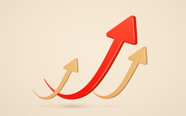 Business 3d arrows, direction up. Concept upward movement market, growth world economy, stock news.