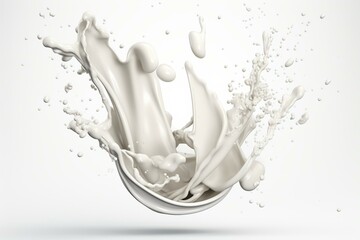 Fototapeta na wymiar Milk splash in twist shape on white isolated background. Includes clipping path. 3D rendering. Generative AI