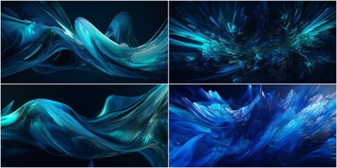 Abstract art on a dark background Thin lines add intricate detail and depth Blue color palette evokes a sense of calm and serenity