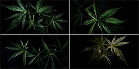 Fototapeta na wymiar Cannabis sativa leaves have numerous medicinal benefits. Cannabis is a completely harmless product compared to other drugs such as vodka It can be used as an alternative treatment for various ailments