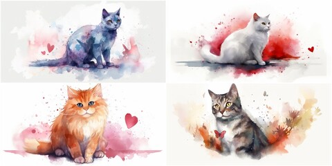 Cute and simple design featuring a cat with a heart. The white background makes it easy to integrate it into various media and materials. Style can be customized according to preference