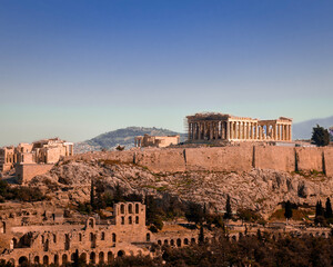 Panoramic view of Acropolis ruins of Athens