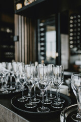 Champagne Glasses on a Tray