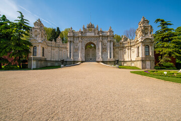 View of a gate at Dolmebahce palace in Istanbul, Turkey