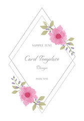Flowers vector rhombus frame bouquet on white background. Floral wedding invitation elegant invite card template design. Spring ornament layout with isolated and copy space. Vector illustration EPS.
